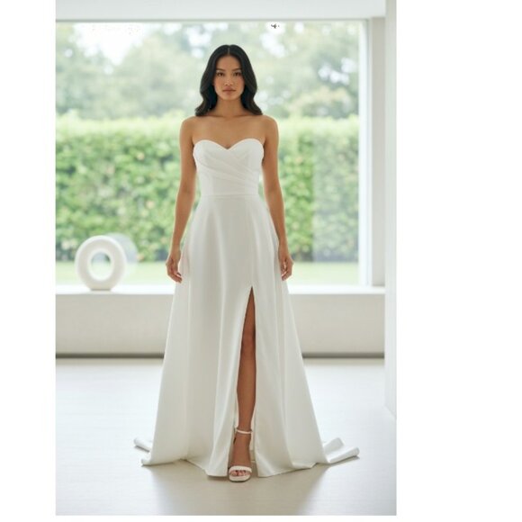 Lifetime of Love White Satin Strapless A-Line Gown Size 10 NWOT - Picture 9 of 9